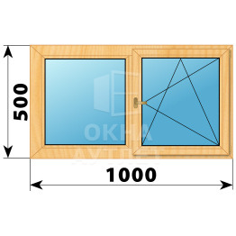 Двухстворчатое деревянное окно из сосны Г-ПО 1000×500 ОА-34637