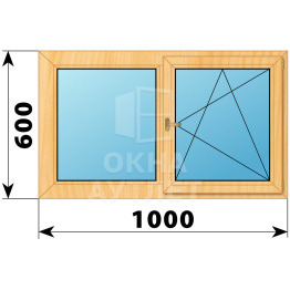 Двухстворчатое деревянное окно из сосны Г-ПО 1000×600 ОА-34715