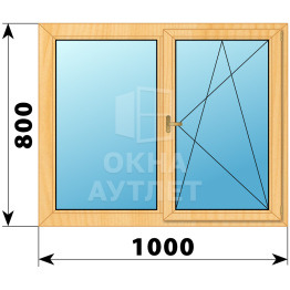 Двухстворчатое деревянное окно из сосны Г-ПО 1000×800 ОА-34859