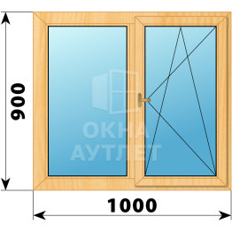 Двухстворчатое деревянное окно из сосны Г-ПО 1000×900 ОА-34970