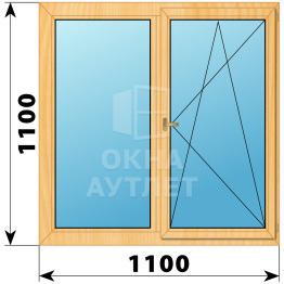 Двухстворчатое деревянное окно из сосны Г-ПО 1100×1100 ОА-35321