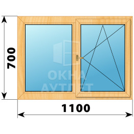 Двухстворчатое деревянное окно из сосны Г-ПО 1100×700 ОА-34823