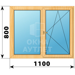 Двухстворчатое деревянное окно из сосны Г-ПО 1100×800 ОА-34943
