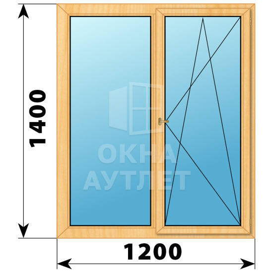 Двухстворчатое деревянное окно из сосны Г-ПО 1200×1400 ОА-35873
