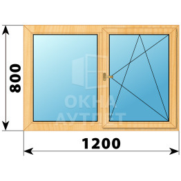 Двухстворчатое деревянное окно из сосны Г-ПО 1200×800 ОА-35024