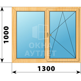 Двухстворчатое деревянное окно из сосны Г-ПО 1300×1000 ОА-35411