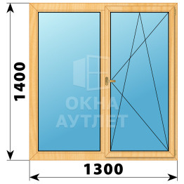 Двухстворчатое деревянное окно из сосны Г-ПО 1300×1400 ОА-36038