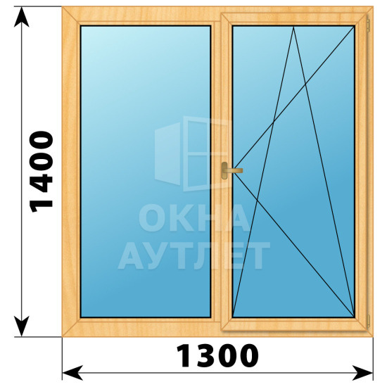 Двухстворчатое деревянное окно из сосны Г-ПО 1300×1400 ОА-36038