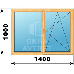 Двухстворчатое деревянное окно из сосны Г-ПО 1400×1000 ОА-35537