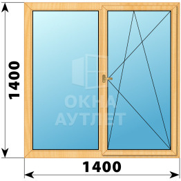 Двухстворчатое деревянное окно из сосны Г-ПО 1400×1400 ОА-36191