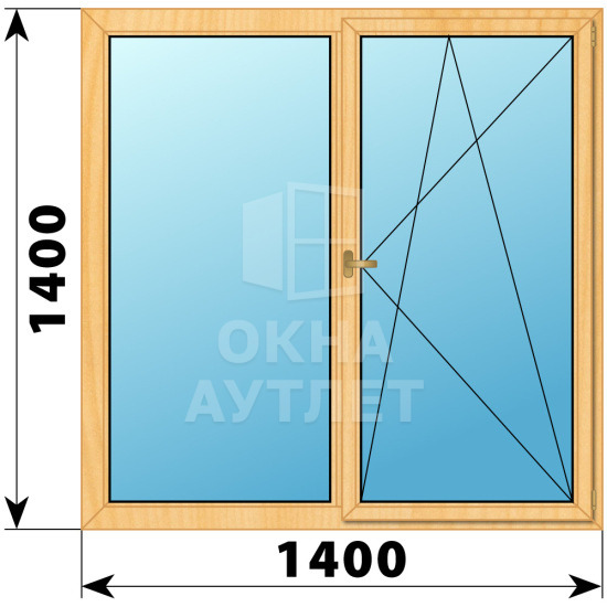 Двухстворчатое деревянное окно из сосны Г-ПО 1400×1400 ОА-36191