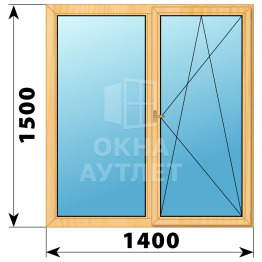Двухстворчатое деревянное окно из сосны Г-ПО 1400×1500 ОА-36338