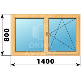 Двухстворчатое деревянное окно из сосны Г-ПО 1400×800 ОА-35192