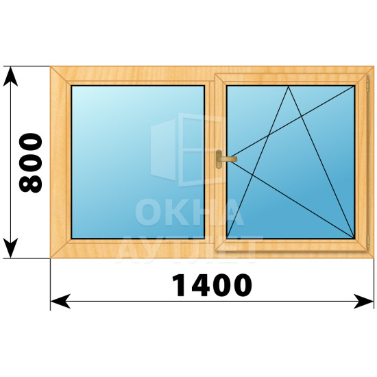 Двухстворчатое деревянное окно из сосны Г-ПО 1400×800 ОА-35192