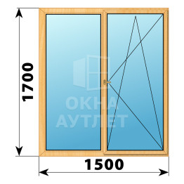 Двухстворчатое деревянное окно из сосны Г-ПО 1500×1700 ОА-36746