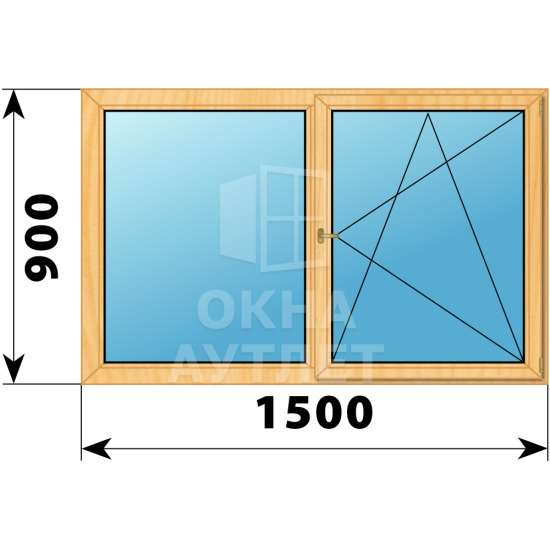 Двухстворчатое деревянное окно из сосны Г-ПО 1500×900 ОА-35468