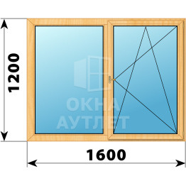 Двухстворчатое деревянное окно из сосны Г-ПО 1600×1200 ОА-36137