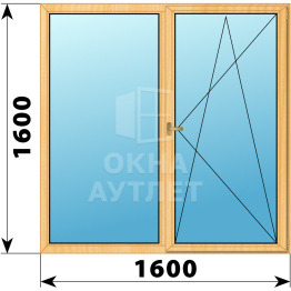 Двухстворчатое деревянное окно из сосны Г-ПО 1600×1600 ОА-36755