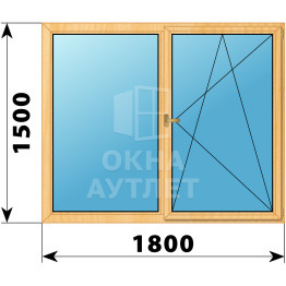 Двухстворчатое деревянное окно из сосны Г-ПО 1800×1500 ОА-36857