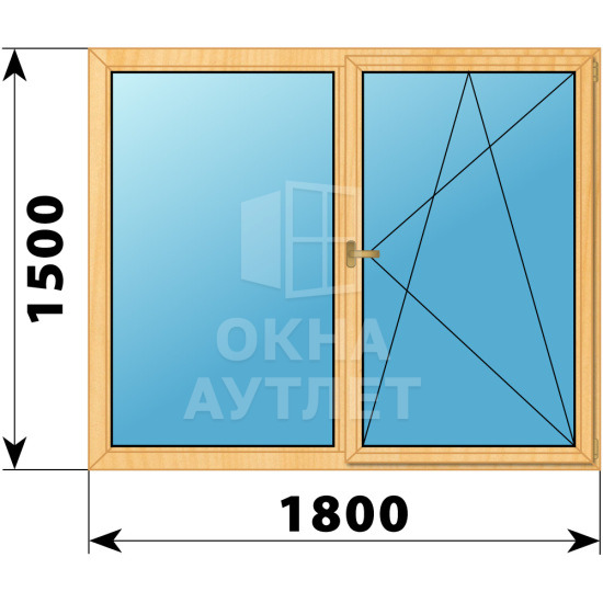 Двухстворчатое деревянное окно из сосны Г-ПО 1800×1500 ОА-36857
