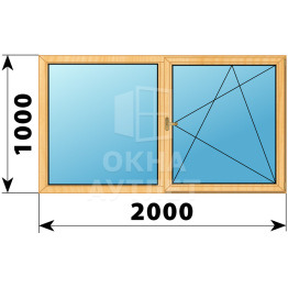 Двухстворчатое деревянное окно из сосны Г-ПО 2000×1000 ОА-36242