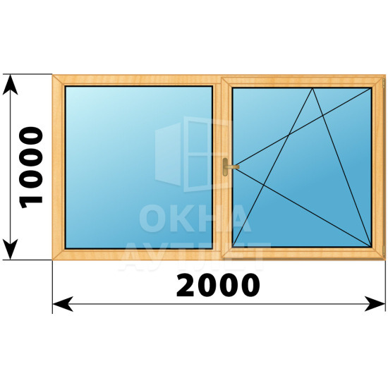 Двухстворчатое деревянное окно из сосны Г-ПО 2000×1000 ОА-36242