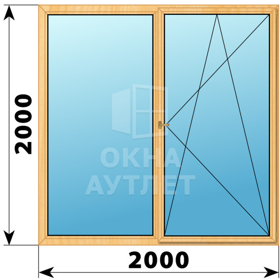 Двухстворчатое деревянное окно из сосны Г-ПО 2000×2000 ОА-37544