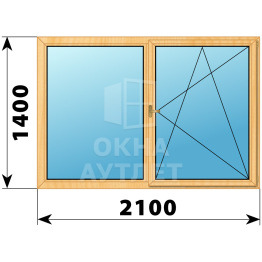 Двухстворчатое деревянное окно из сосны Г-ПО 2100×1400 ОА-37028