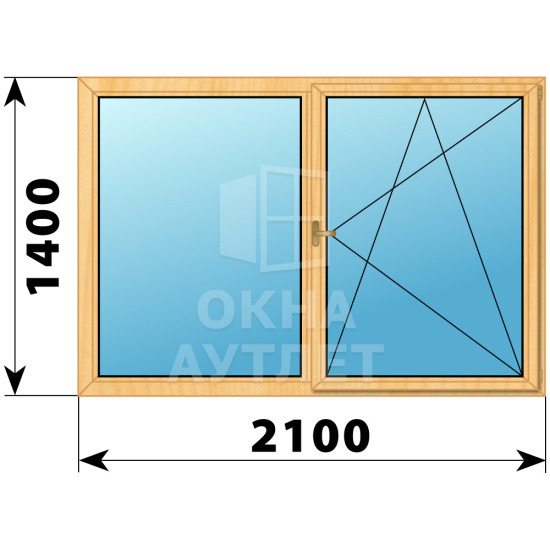 Двухстворчатое деревянное окно из сосны Г-ПО 2100×1400 ОА-37028