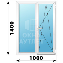 Двухстворчатое поворотно-откидное пластиковое окно Г-ПО 1000×1400 ОА-32511