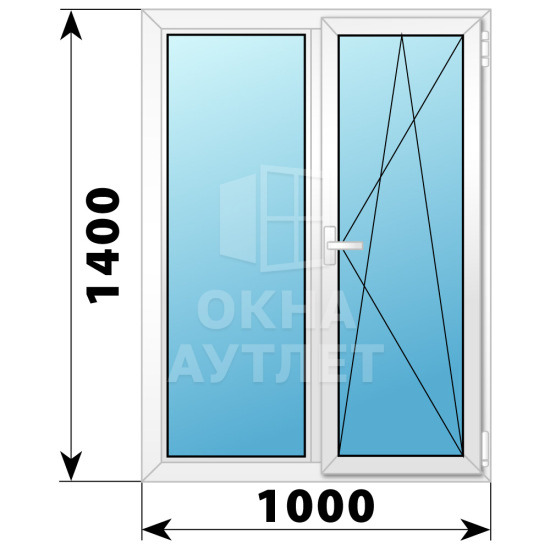 Двухстворчатое поворотно-откидное пластиковое окно Г-ПО 1000×1400 ОА-32511
