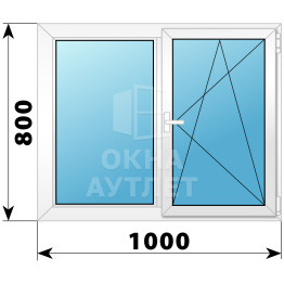 Двухстворчатое поворотно-откидное пластиковое окно Г-ПО 1000×800 ОА-32250