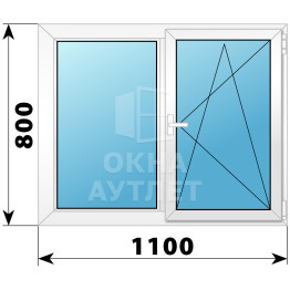 Двухстворчатое поворотно-откидное пластиковое окно Г-ПО 1100×800 ОА-32283