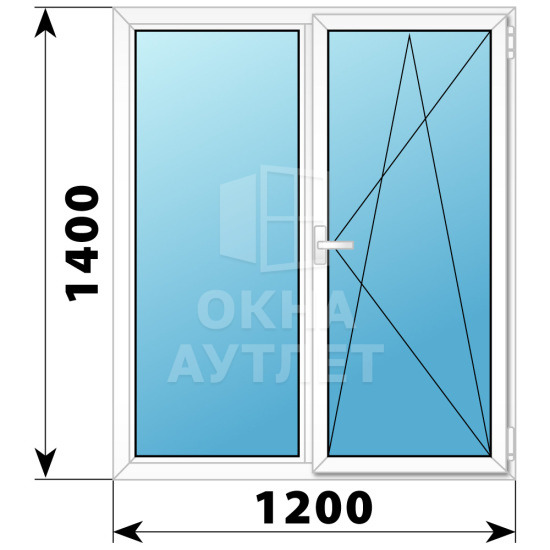Двухстворчатое поворотно-откидное пластиковое окно Г-ПО 1200×1400 ОА-32640