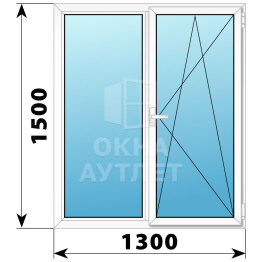 Двухстворчатое поворотно-откидное пластиковое окно Г-ПО 1300×1500 ОА-32769