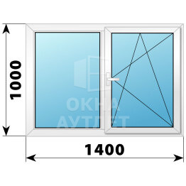 Двухстворчатое поворотно-откидное пластиковое окно Г-ПО 1400×1000 ОА-32514