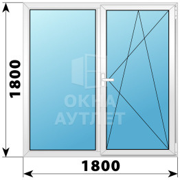 Двухстворчатое поворотно-откидное пластиковое окно Г-ПО 1800×1800 ОА-32964