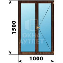 Двухстворчатое деревянное окно из дуба Г-П 1000×1500 ОА-36320