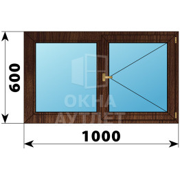 Двухстворчатое деревянное окно из дуба Г-П 1000×600 ОА-34907