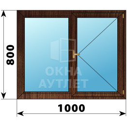 Двухстворчатое деревянное окно из дуба Г-П 1000×800 ОА-35186