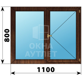 Двухстворчатое деревянное окно из дуба Г-П 1100×800 ОА-35336