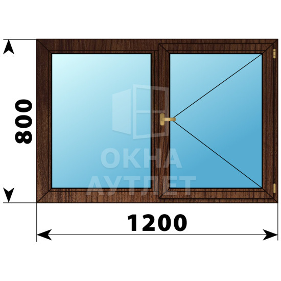 Двухстворчатое деревянное окно из дуба Г-П 1200×800 ОА-35465