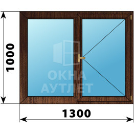Двухстворчатое деревянное окно из дуба Г-П 1300×1000 ОА-36008