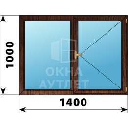 Двухстворчатое деревянное окно из дуба Г-П 1400×1000 ОА-36161