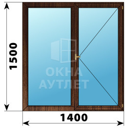 Двухстворчатое деревянное окно из дуба Г-П 1400×1500 ОА-37019