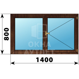 Двухстворчатое деревянное окно из дуба Г-П 1400×800 ОА-35726