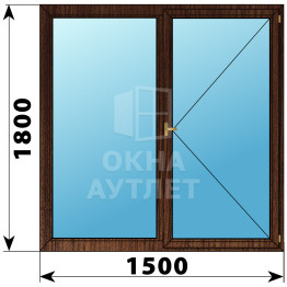 Двухстворчатое деревянное окно из дуба Г-П 1500×1800 ОА-37445