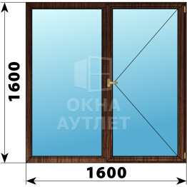 Двухстворчатое деревянное окно из дуба Г-П 1600×1600 ОА-37364