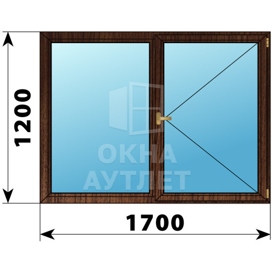 Двухстворчатое деревянное окно из дуба Г-П 1700×1200 ОА-36968