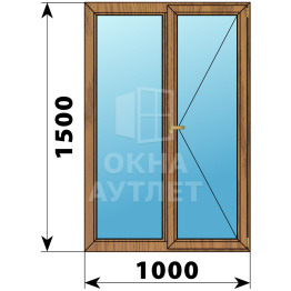 Двухстворчатое деревянное окно из лиственницы Г-П 1000×1500 ОА-35963
